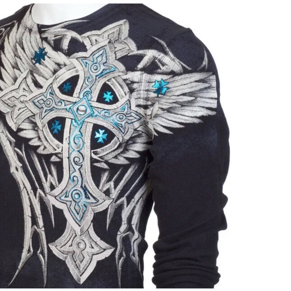 Xtreme Couture by Affliction Men's Thermal Shirt Panther - Picture 7 of 9
